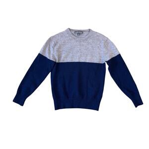 Slate Stone Wool Crewneck Color Block Long Sleeve Sweater US Men's S